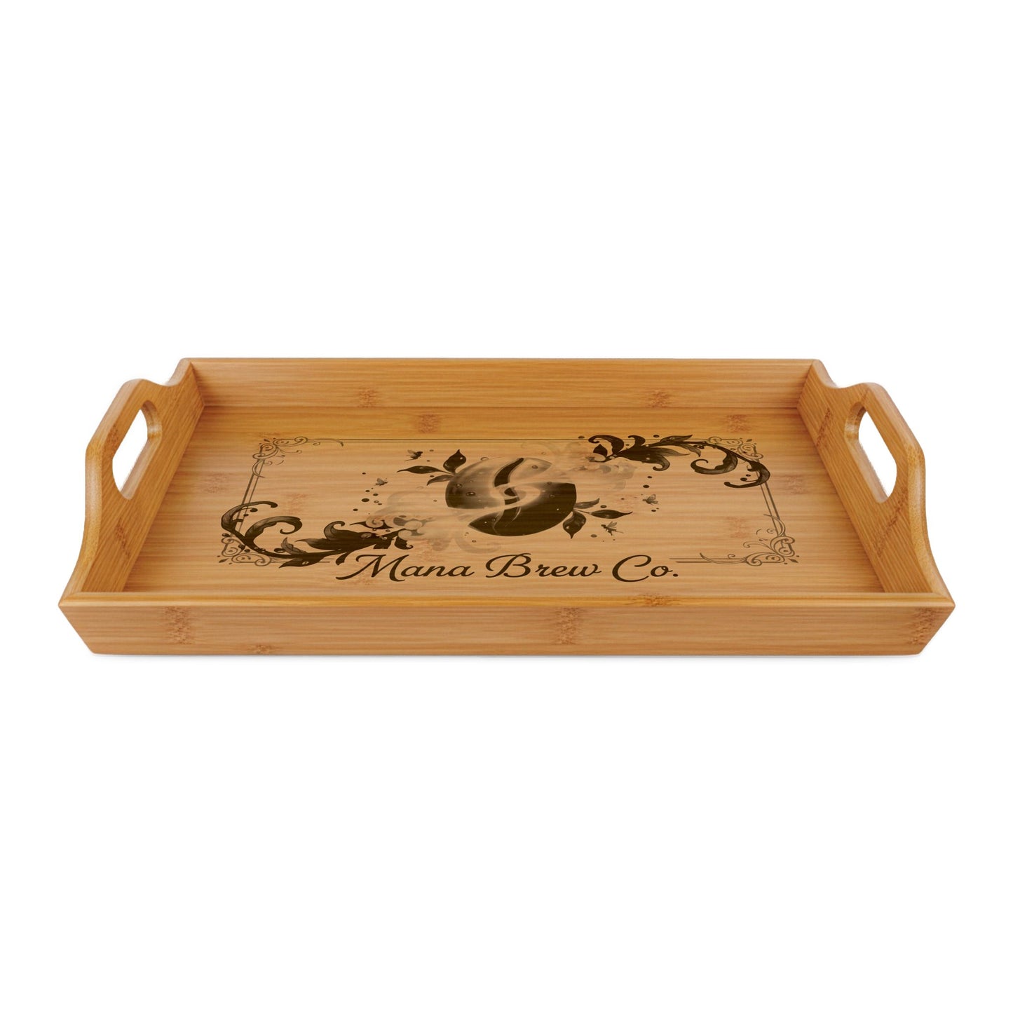 Mana Brew Co. Engraved Bamboo Serving Tray — Mana Brew Co. Coffee Bar Server