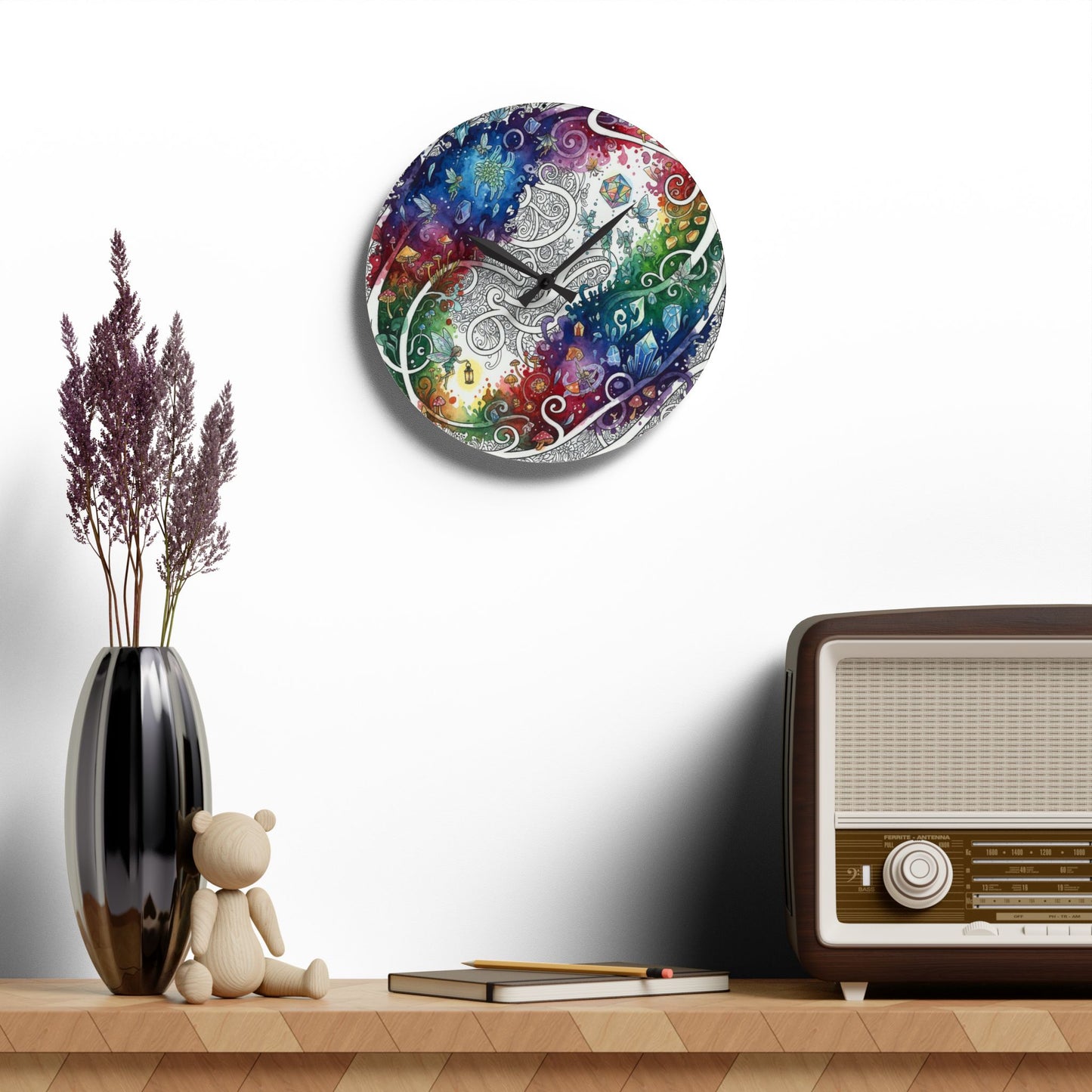 Rainbow Realm of Reverie Acrylic Clock