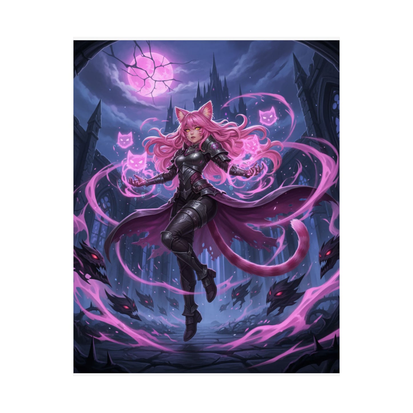 Fantasy Cat Sorceress Matte Poster