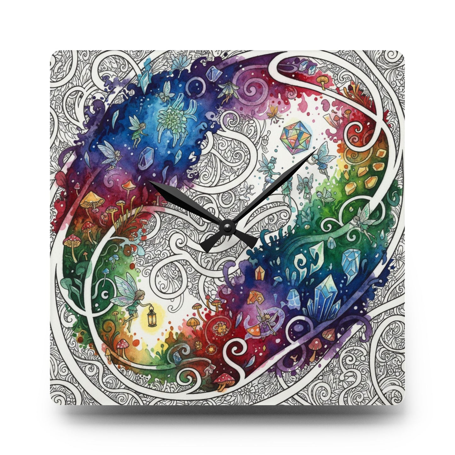Rainbow Realm of Reverie Acrylic Clock