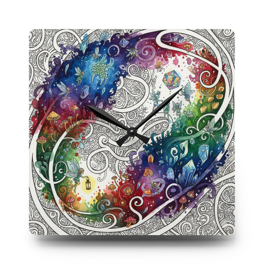Rainbow Realm of Reverie Acrylic Clock