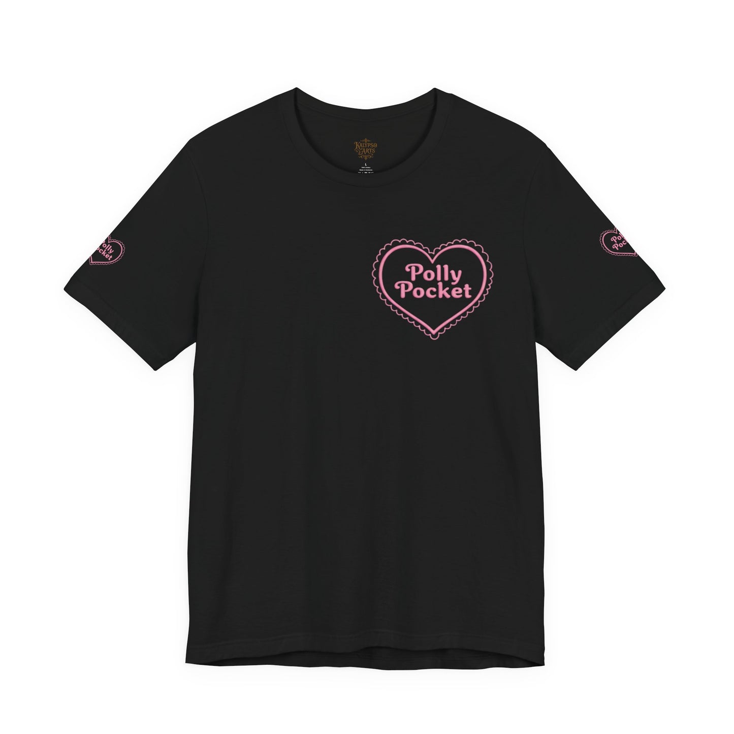 Polly Heart Tee — Pink Retro Logo Short Sleeve Shirt