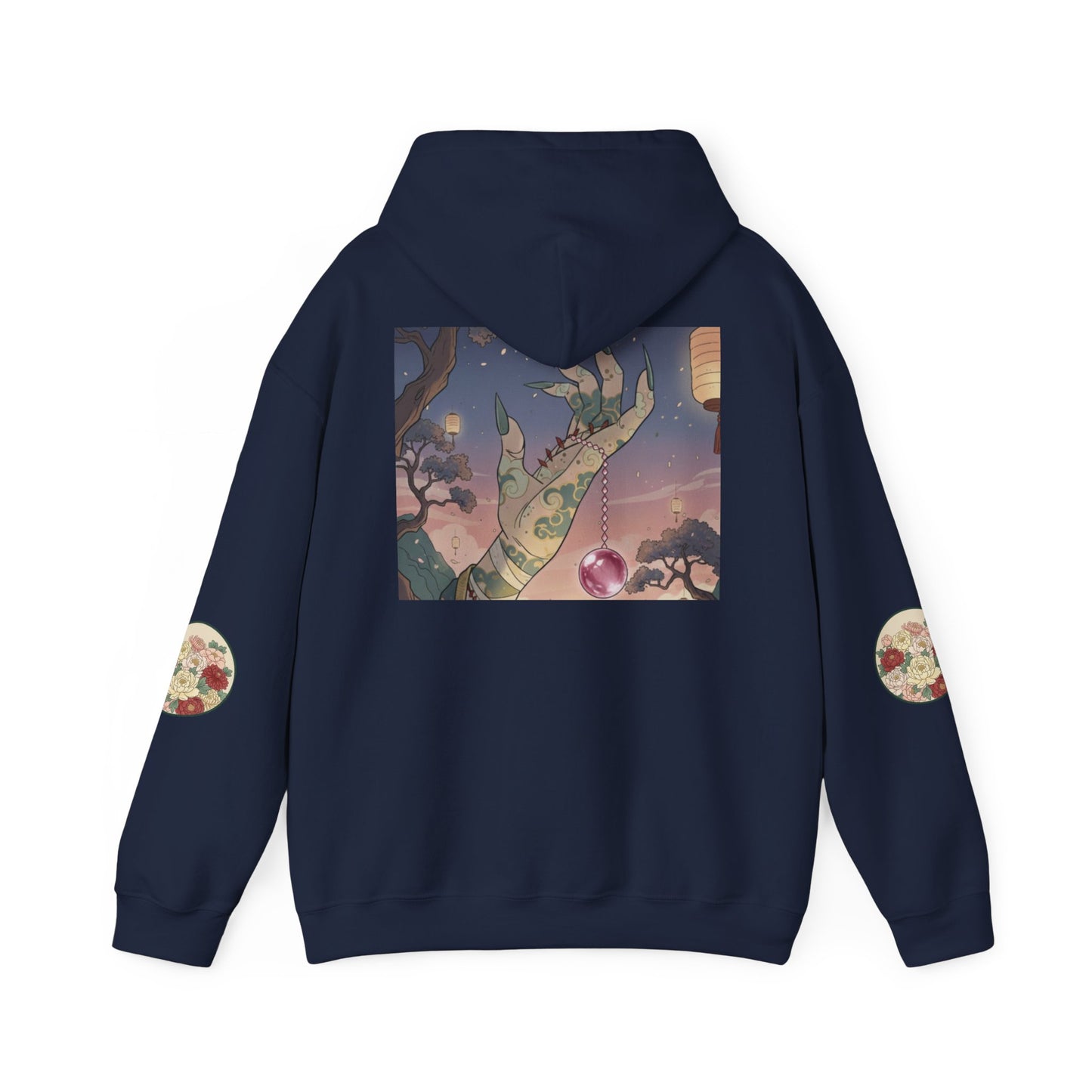 Inugome Hoodie — Floral Ukiyo-e Style Hooded Sweatshirt