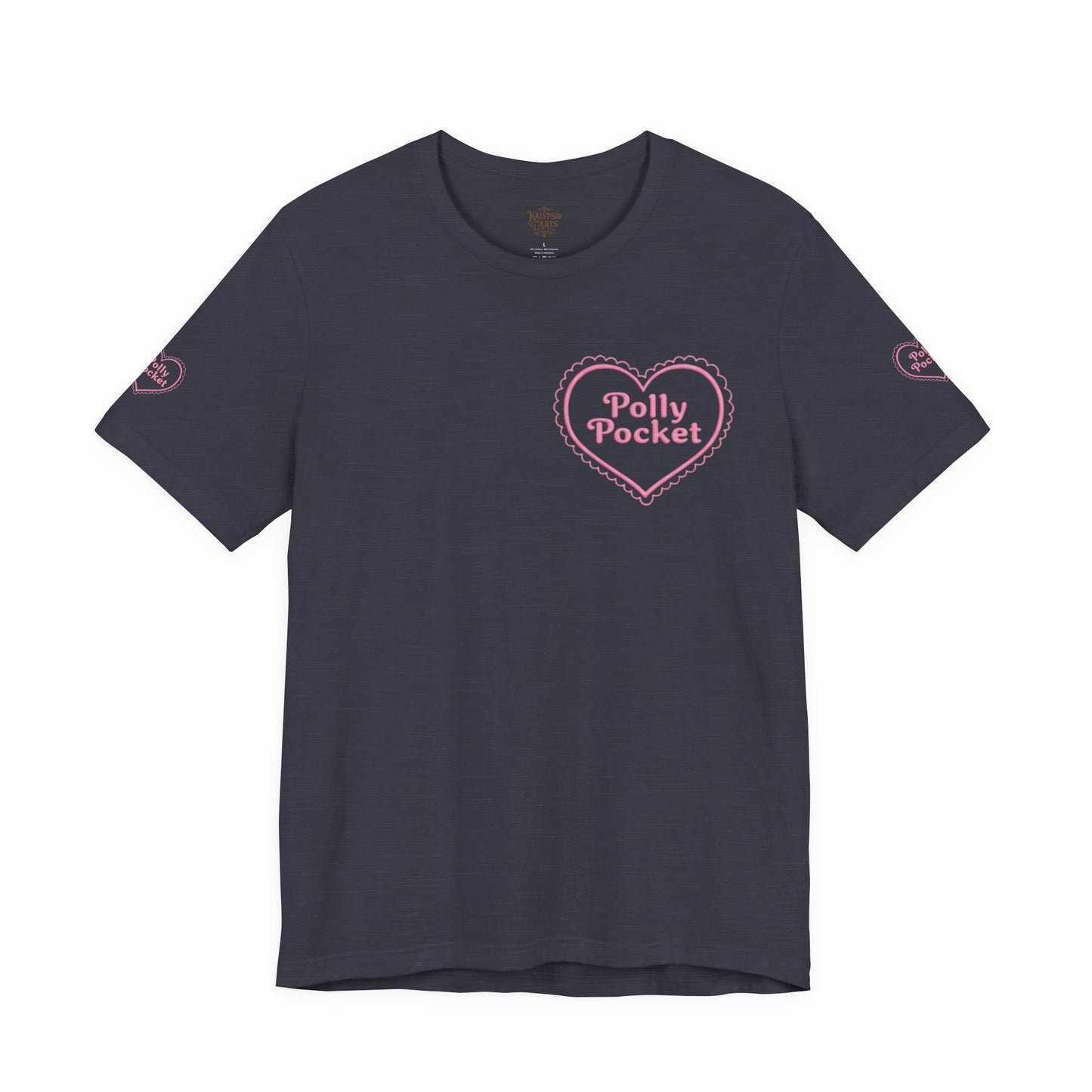 Polly Heart Tee — Pink Retro Logo Short Sleeve Shirt