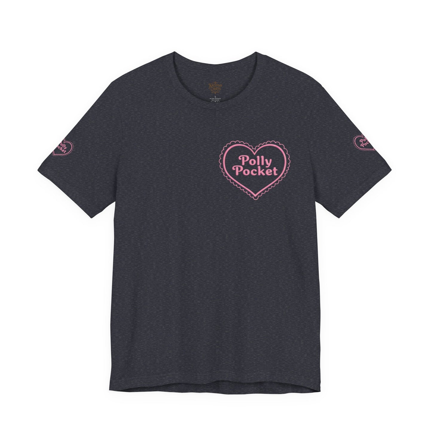 Polly Heart Tee — Pink Retro Logo Short Sleeve Shirt