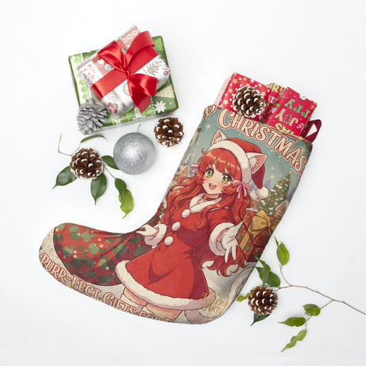 Cute Christmas Stocking — "Meowy Christmas" Holiday Gift Sock