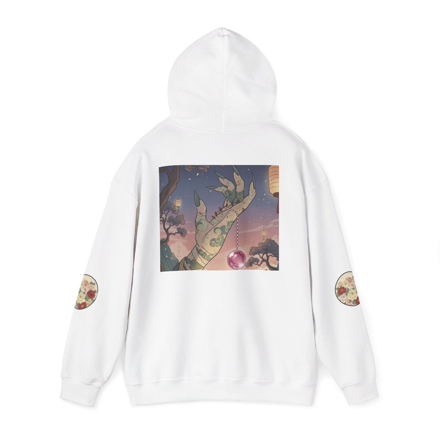 Inugome Hoodie — Floral Ukiyo-e Style Hooded Sweatshirt