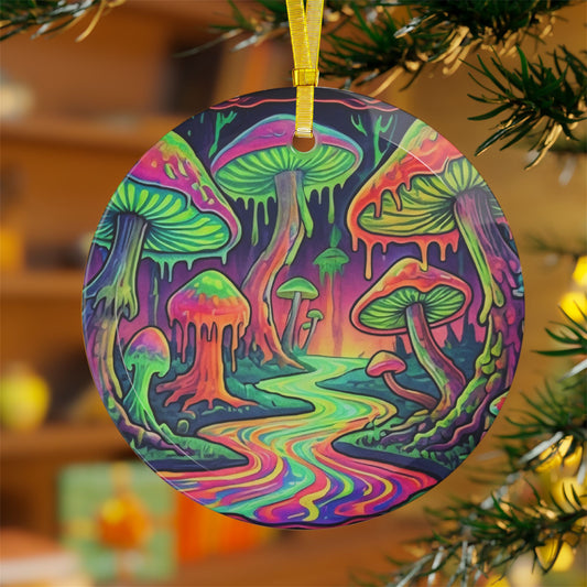Pink Drippy Trippy Glass Ornament