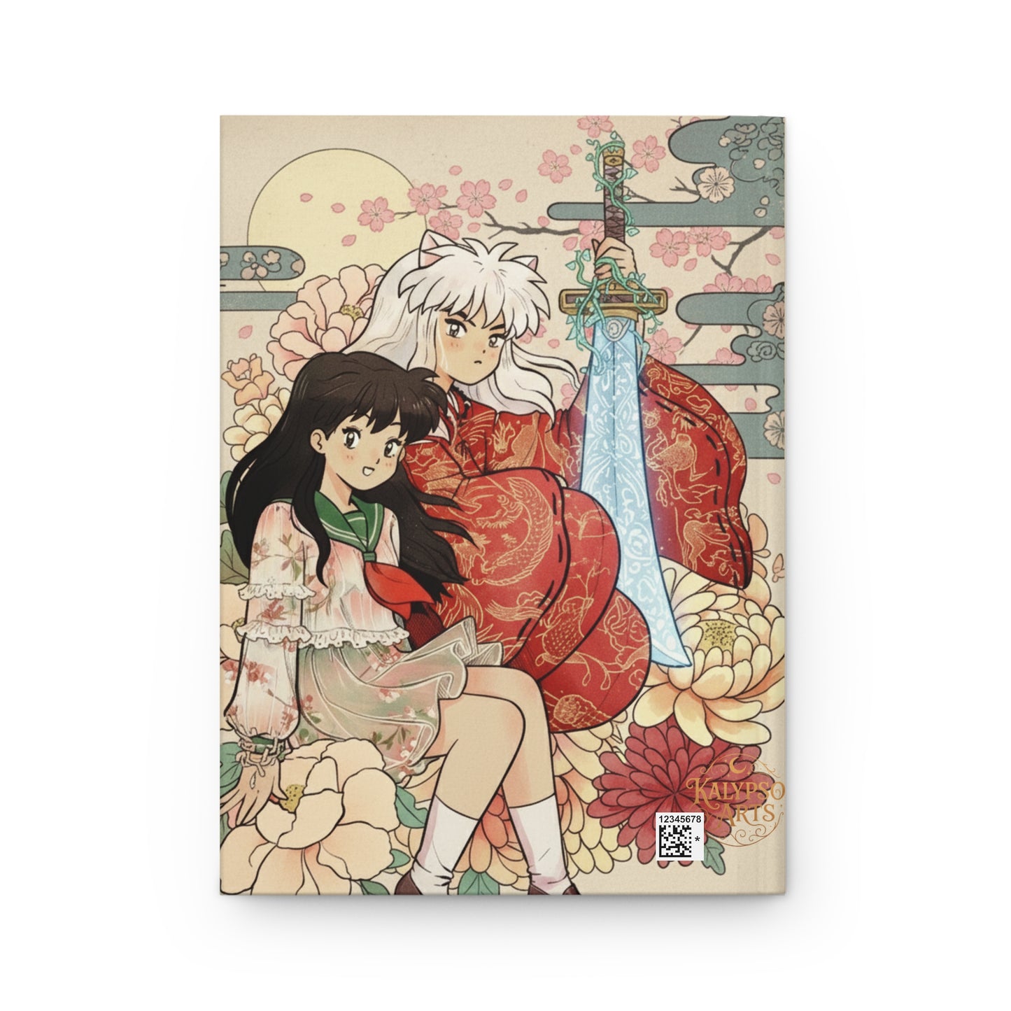 Inugome Hardcover Journal — Vintage Floral Inuyasha & Kagome Art
