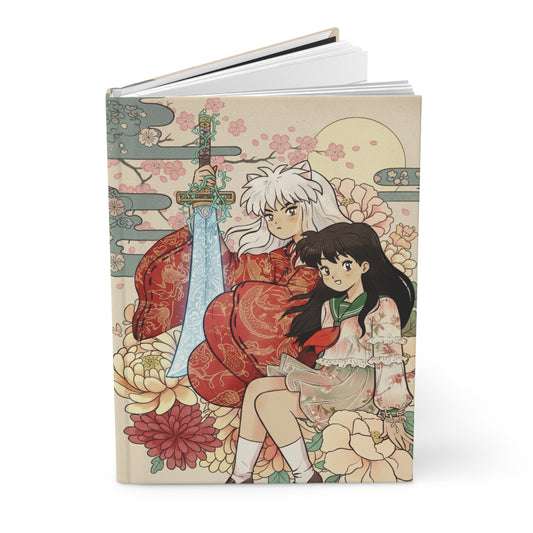 Inugome Hardcover Journal — Vintage Floral Inuyasha & Kagome Art