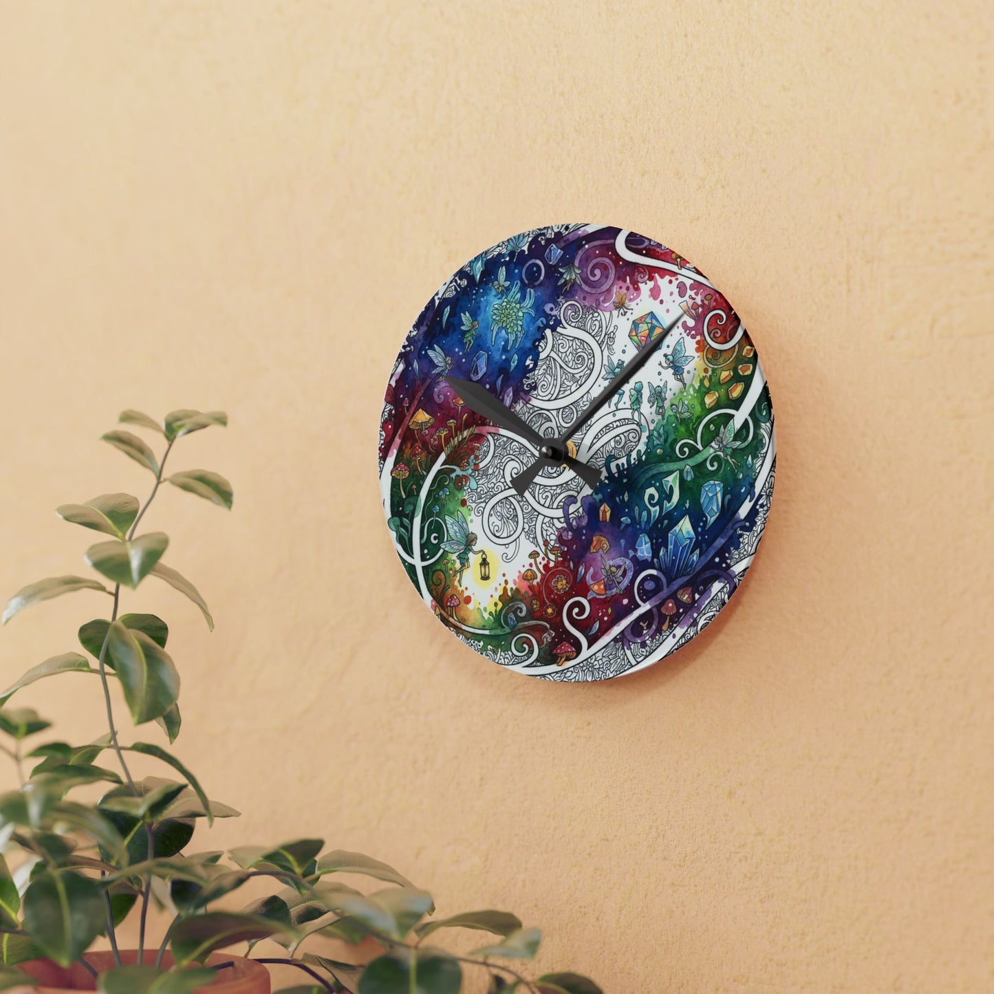 Rainbow Realm of Reverie Acrylic Clock