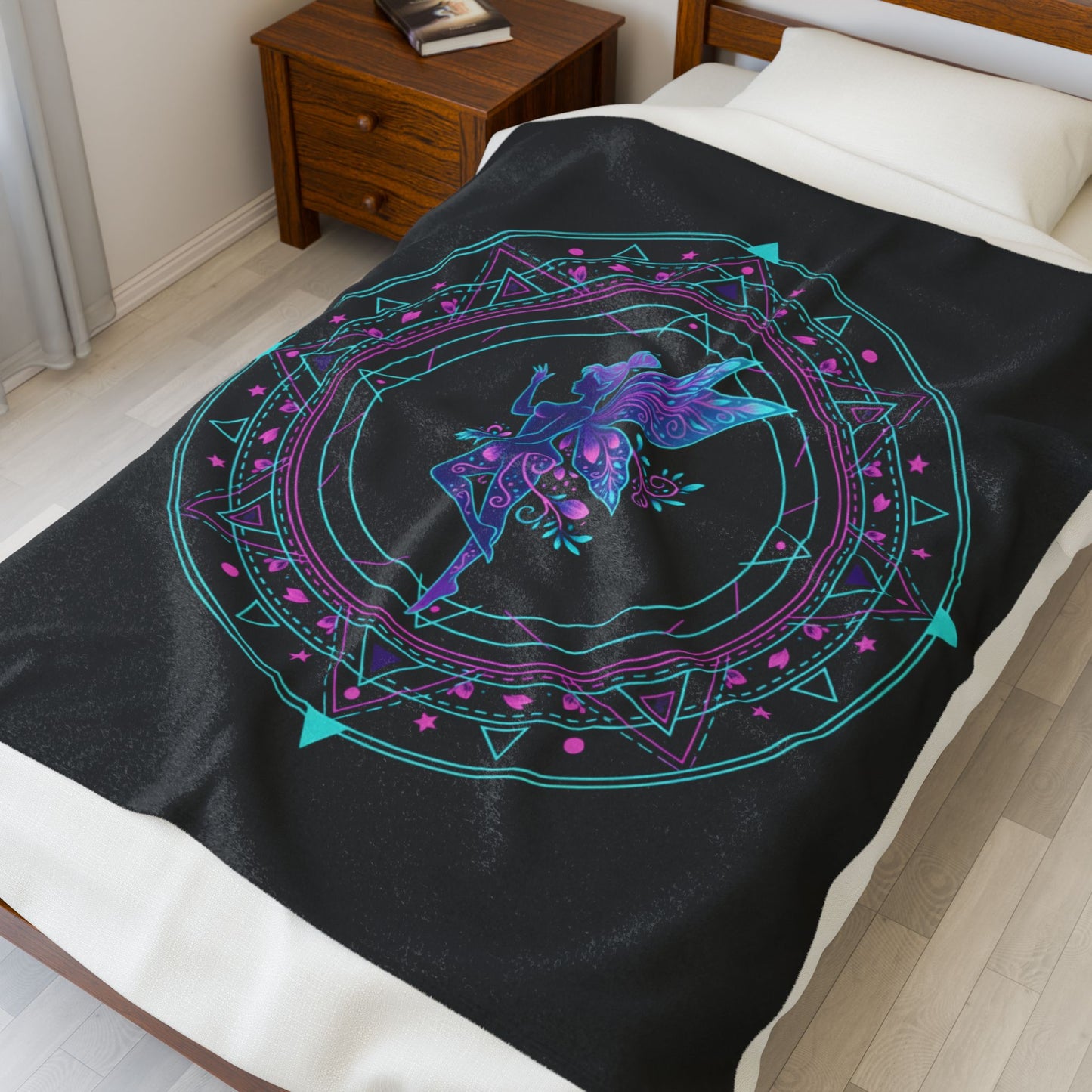 Galactic Mandala Fairy Velveteen Blanket