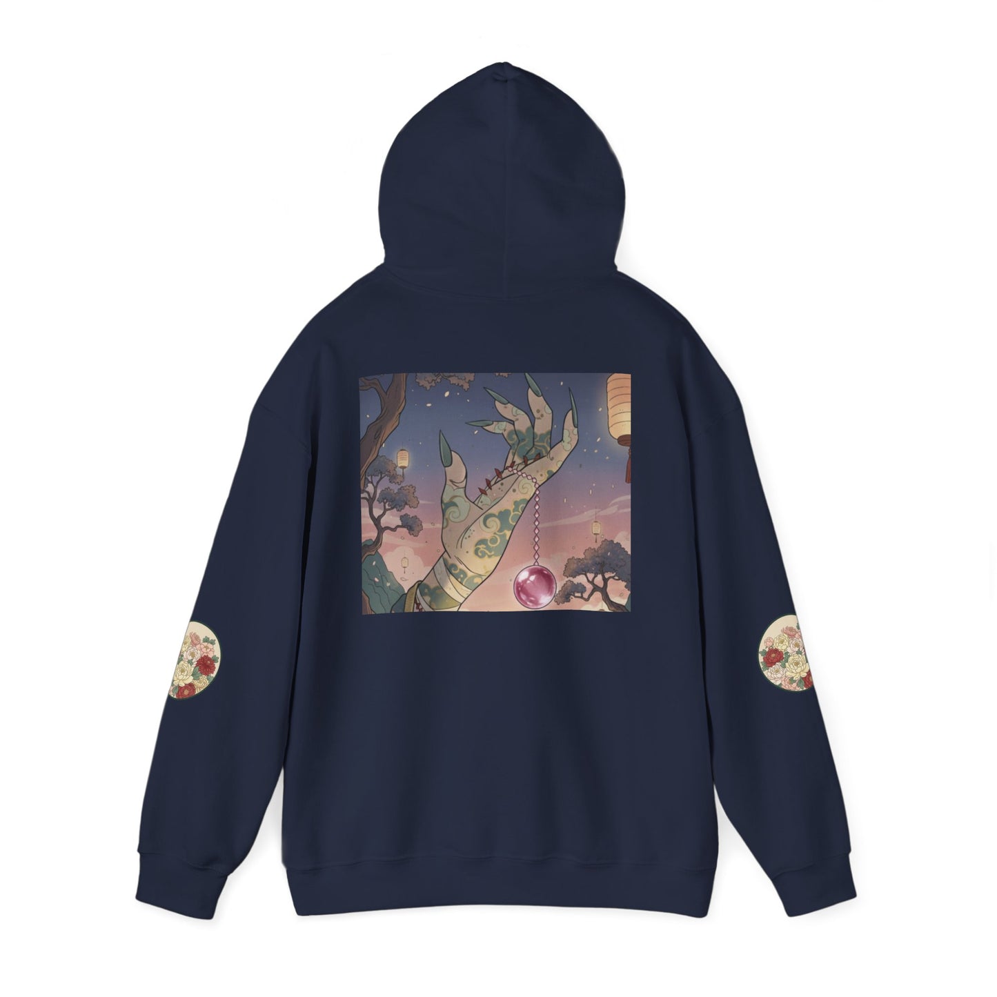 Inugome Hoodie — Floral Ukiyo-e Style Hooded Sweatshirt