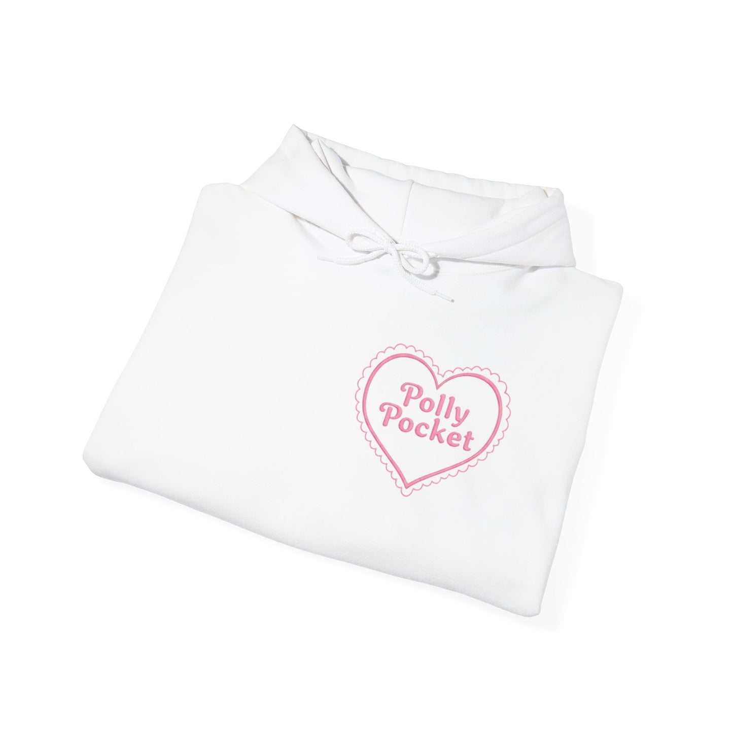 Polly Pocket Heart Logo Hoodie — Cute Retro Pink Graphic Pullover