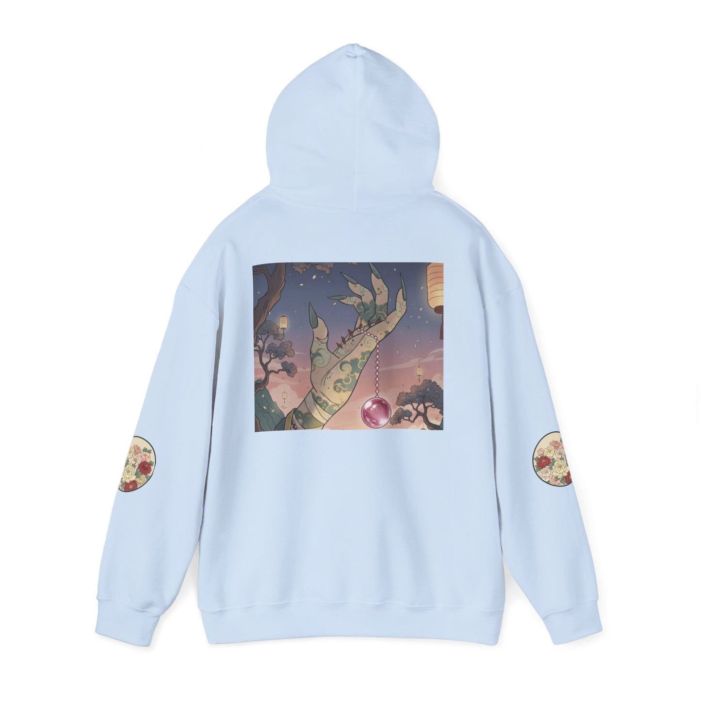 Inugome Hoodie — Floral Ukiyo-e Style Hooded Sweatshirt