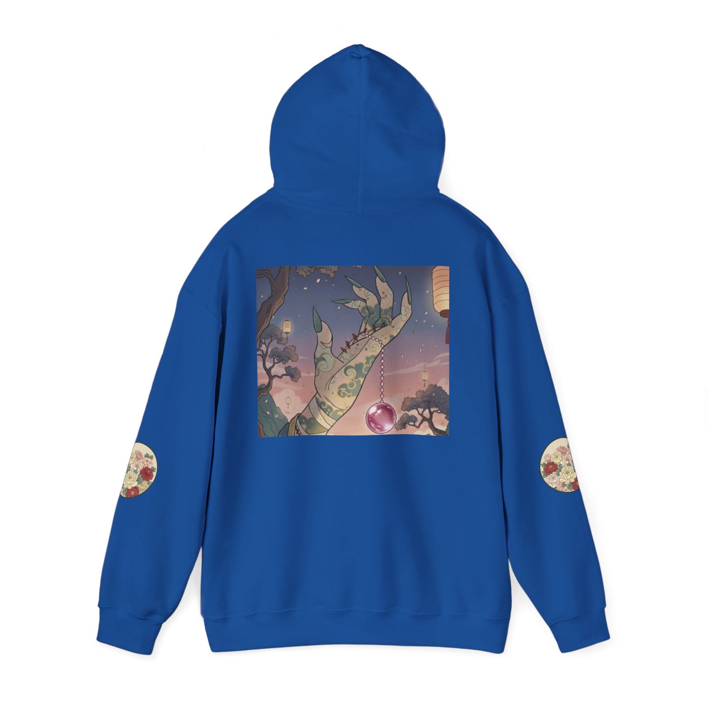 Inugome Hoodie — Floral Ukiyo-e Style Hooded Sweatshirt