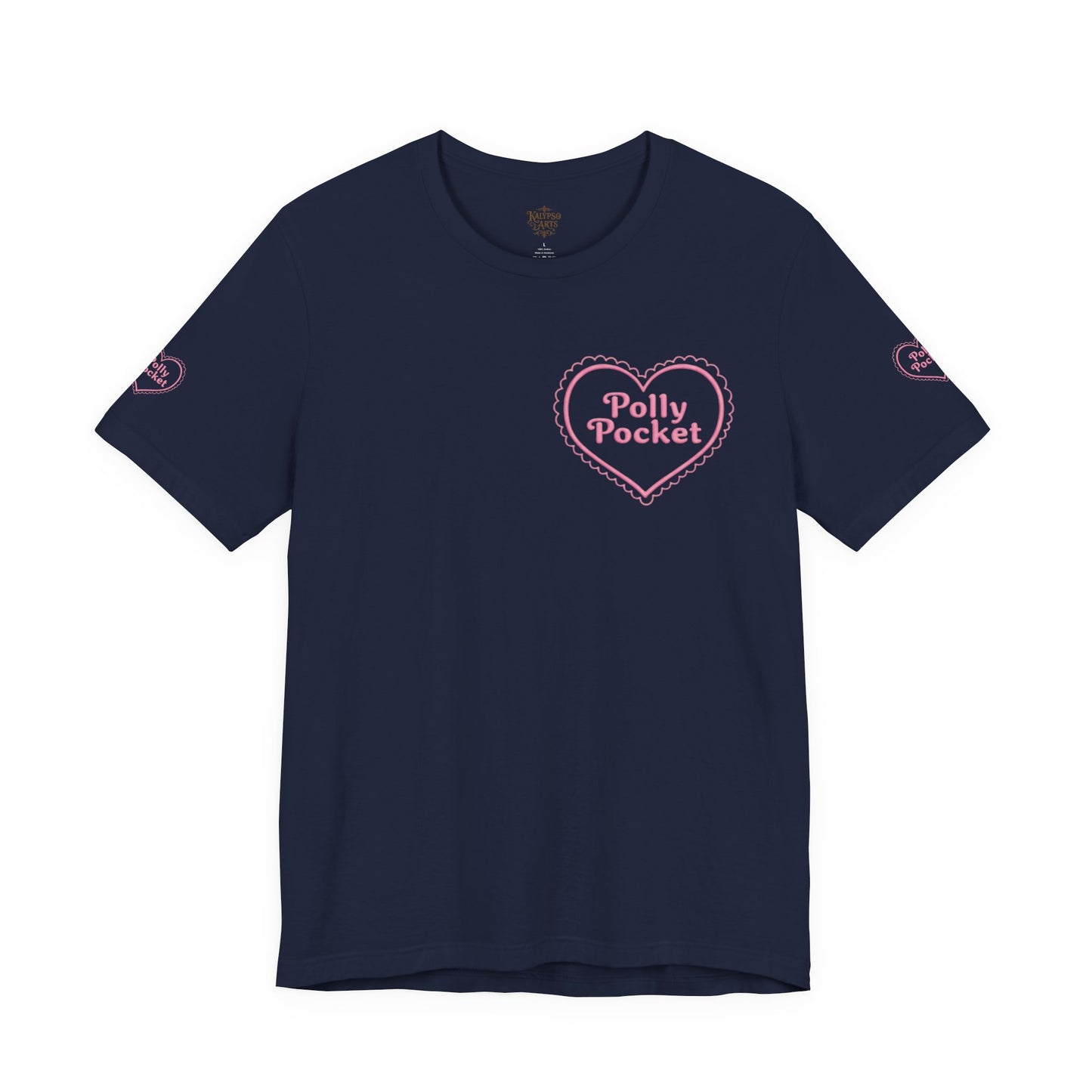 Polly Heart Tee — Pink Retro Logo Short Sleeve Shirt