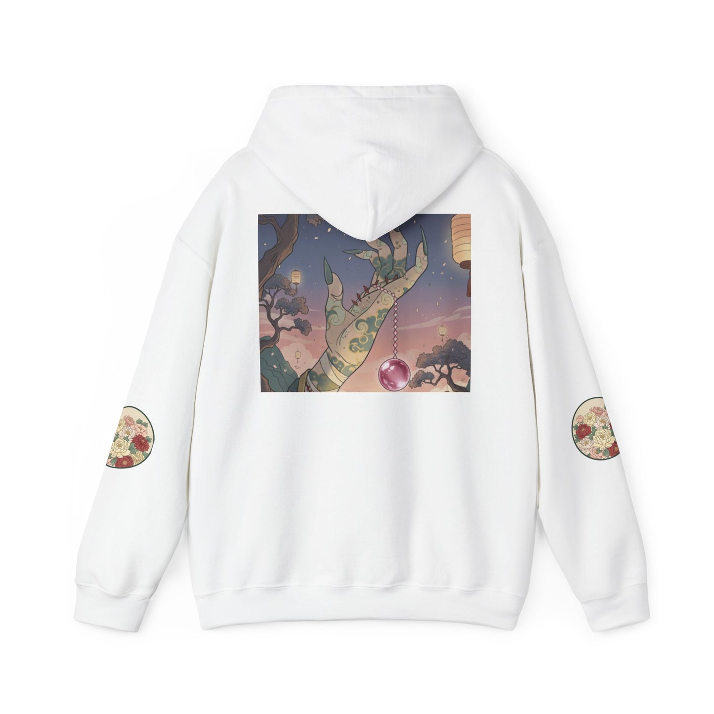 Inugome Hoodie — Floral Ukiyo-e Style Hooded Sweatshirt