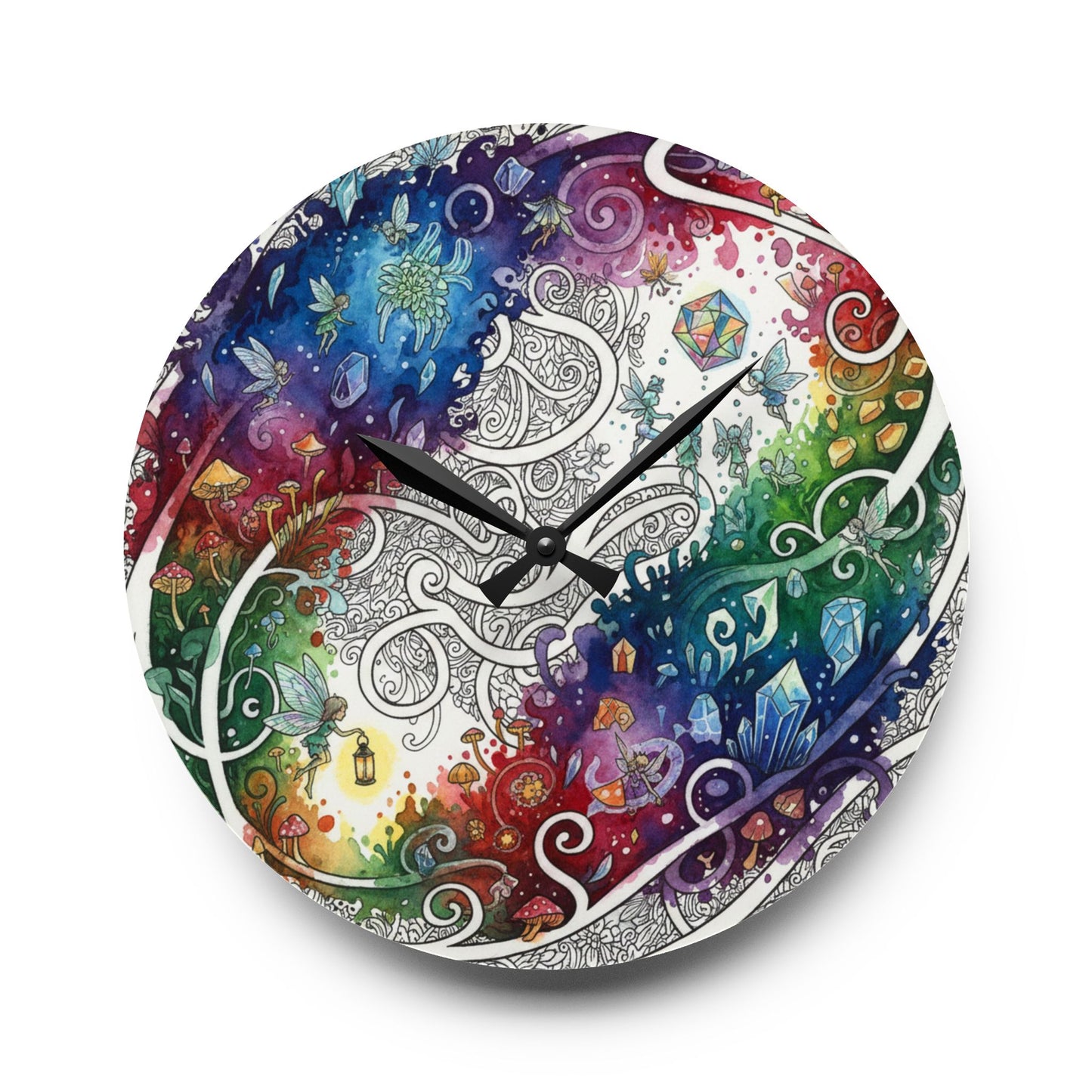 Rainbow Realm of Reverie Acrylic Clock
