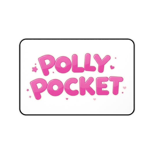 Polly Pocket Pink Logo Desk Mat — Cute Retro Gaming Mouse Pad