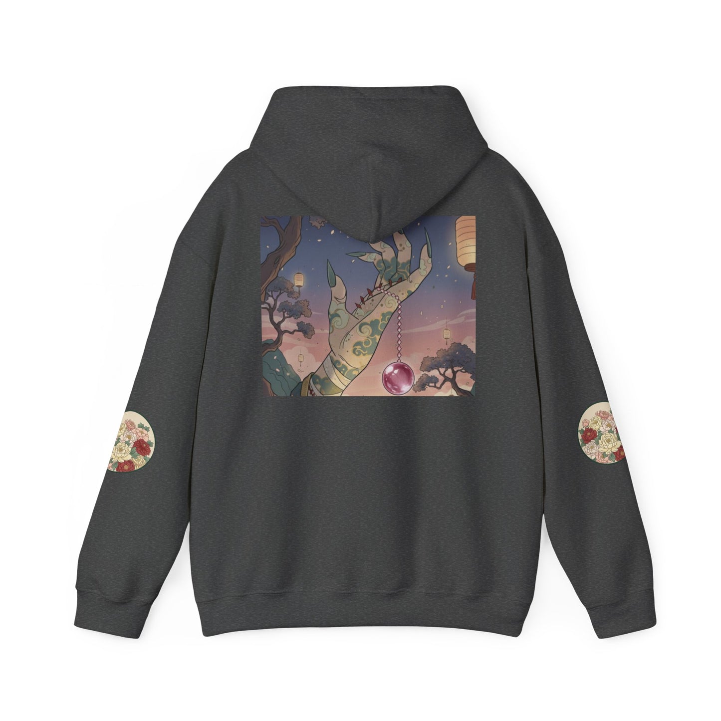 Inugome Hoodie — Floral Ukiyo-e Style Hooded Sweatshirt