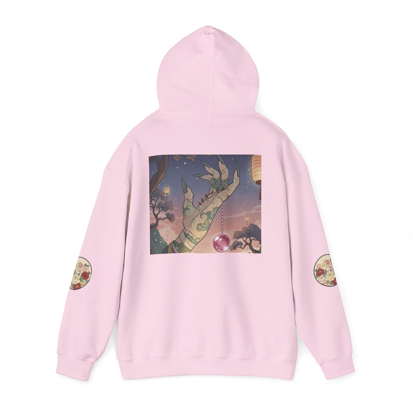 Inugome Hoodie — Floral Ukiyo-e Style Hooded Sweatshirt