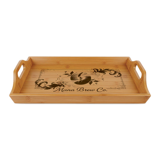 Mana Brew Co. Engraved Bamboo Serving Tray — Mana Brew Co. Coffee Bar Server