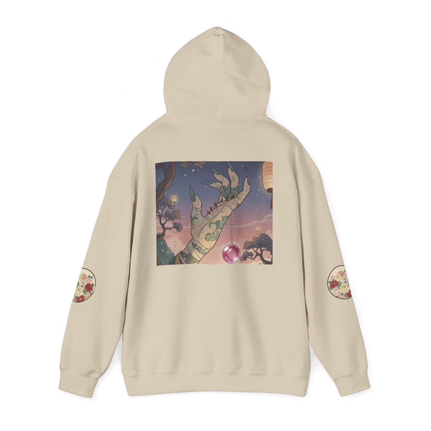 Inugome Hoodie — Floral Ukiyo-e Style Hooded Sweatshirt