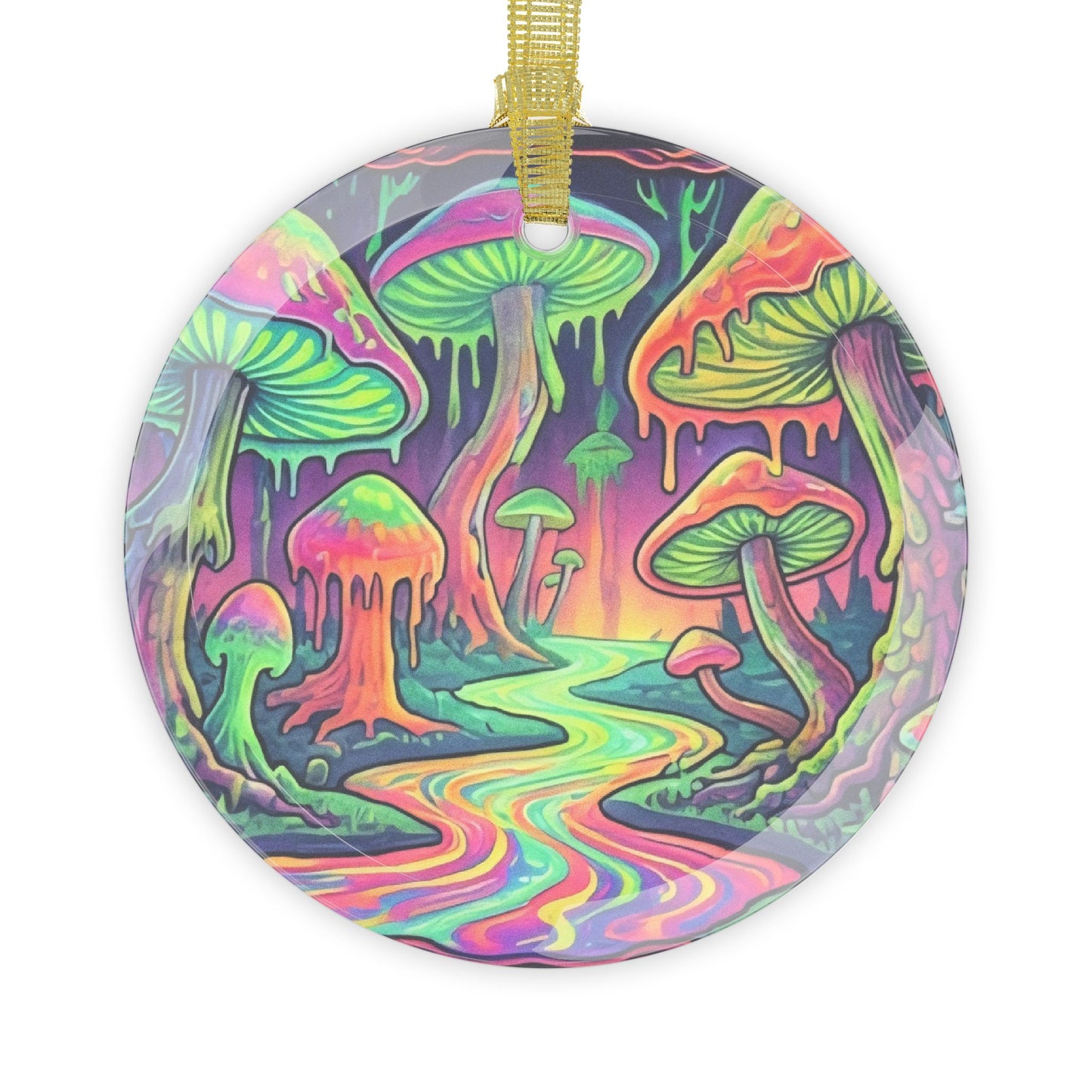 Pink Drippy Trippy Glass Ornament