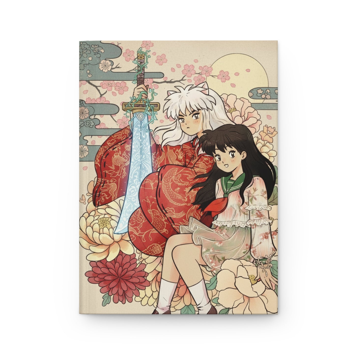 Inugome Hardcover Journal — Vintage Floral Inuyasha & Kagome Art