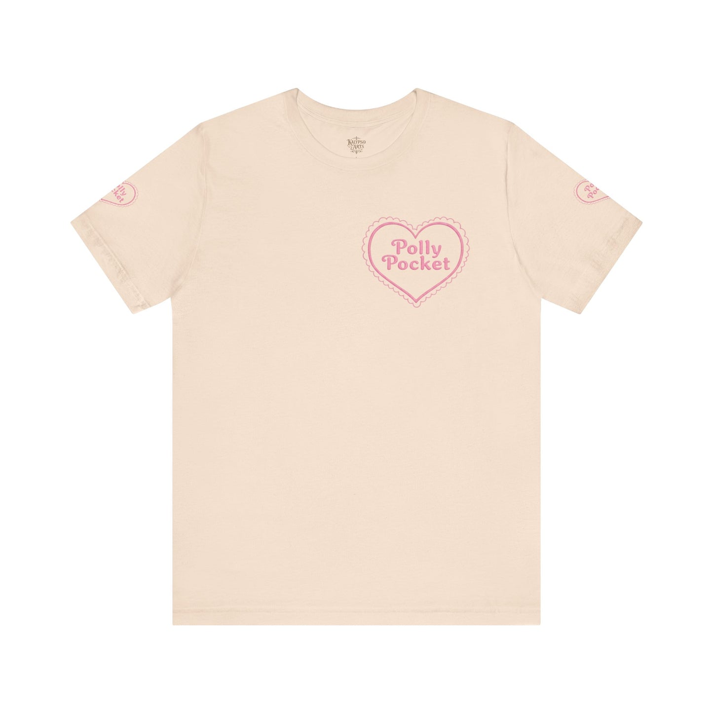 Polly Heart Tee — Pink Retro Logo Short Sleeve Shirt