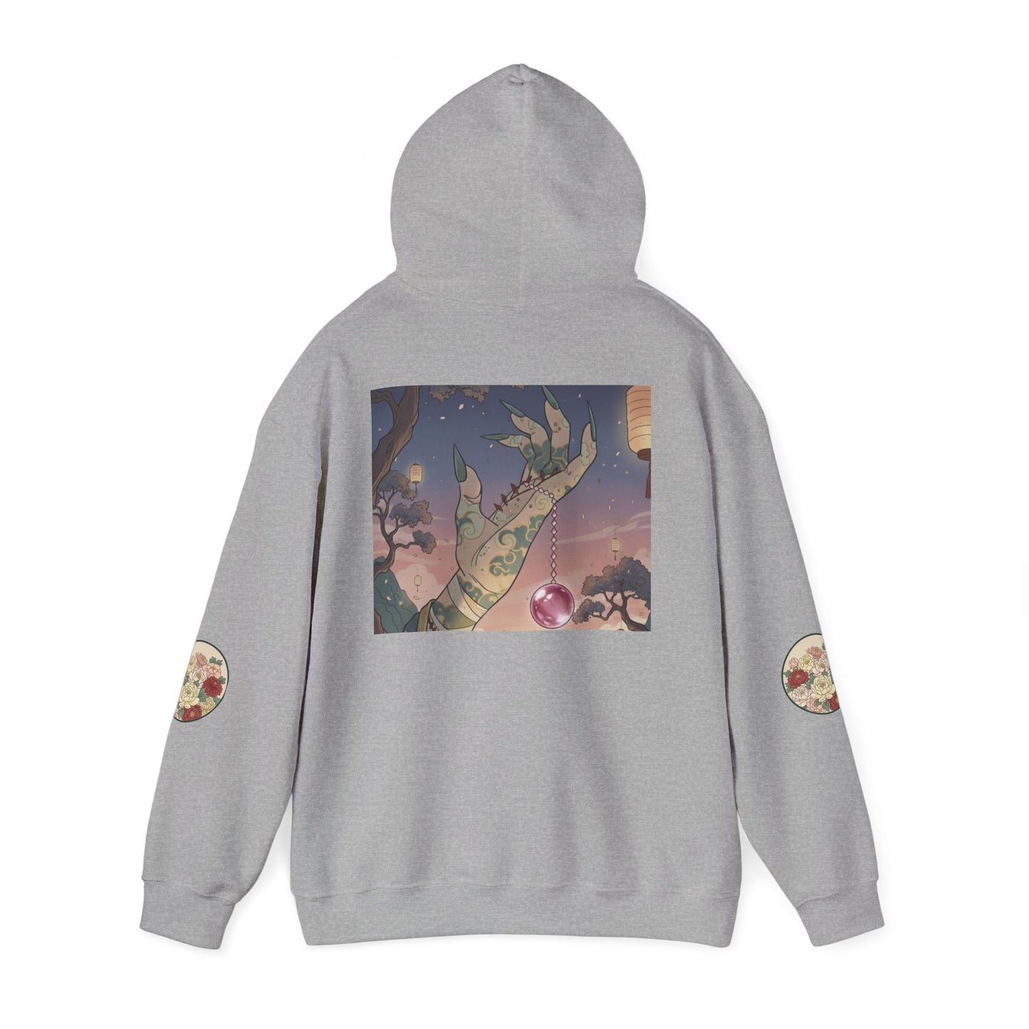 Inugome Hoodie — Floral Ukiyo-e Style Hooded Sweatshirt