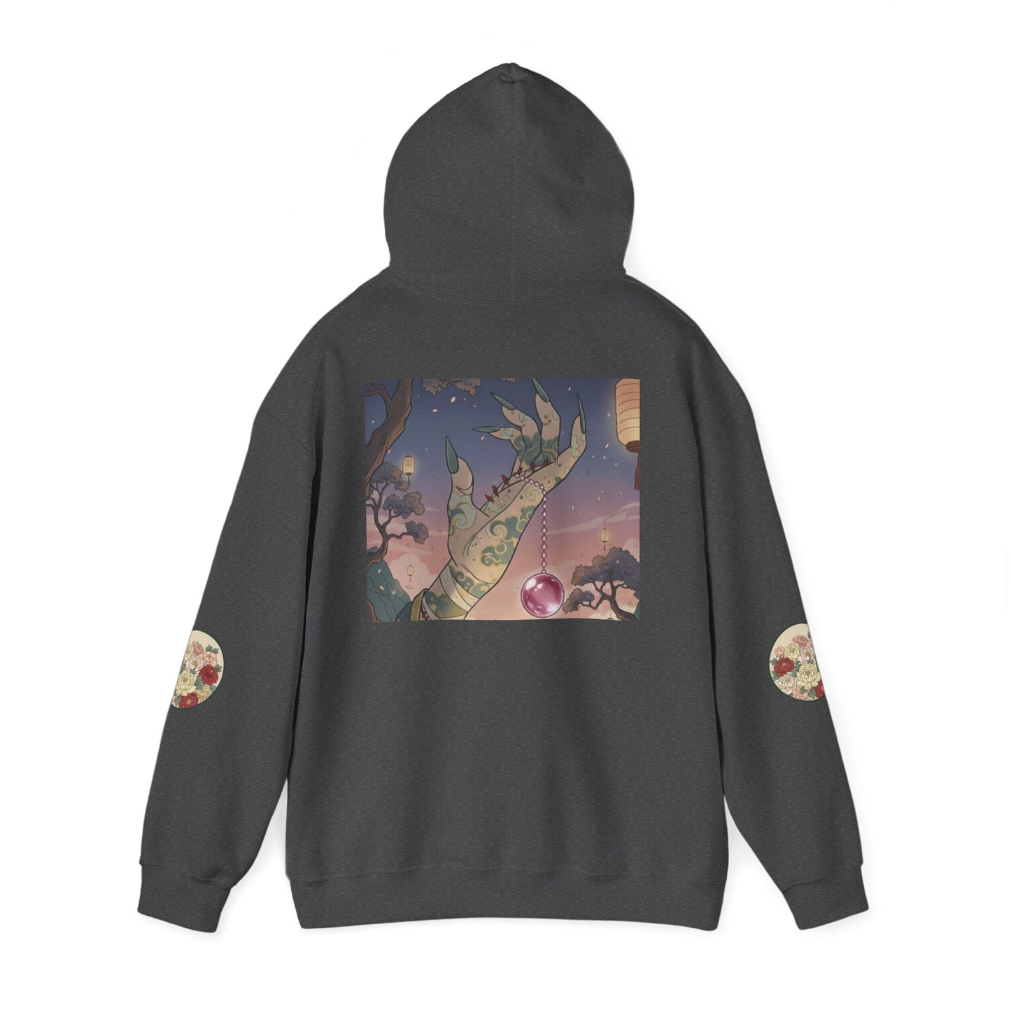 Inugome Hoodie — Floral Ukiyo-e Style Hooded Sweatshirt