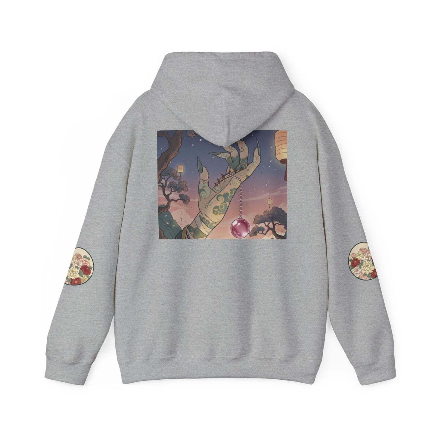 Inugome Hoodie — Floral Ukiyo-e Style Hooded Sweatshirt