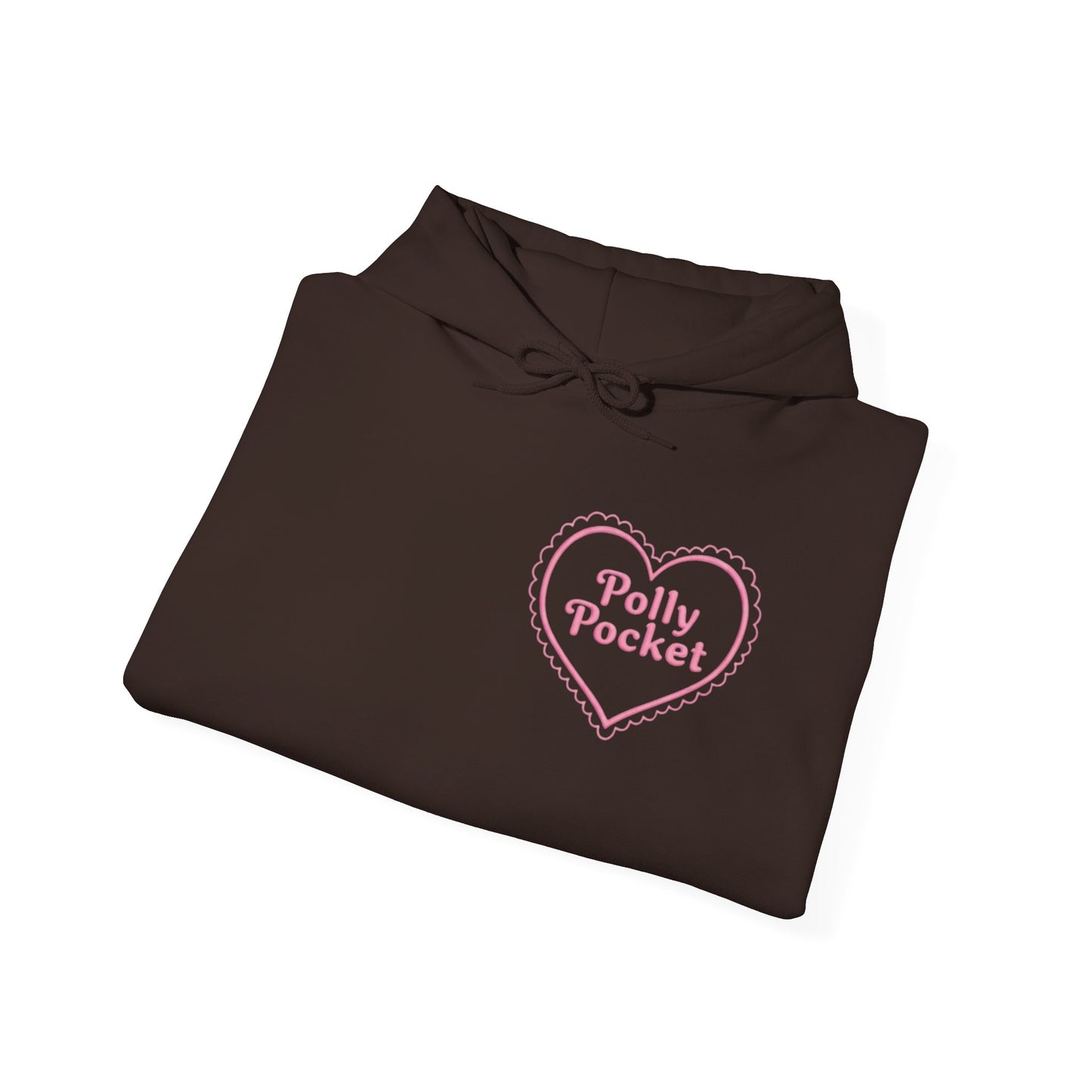 Polly Pocket Heart Logo Hoodie — Cute Retro Pink Graphic Pullover