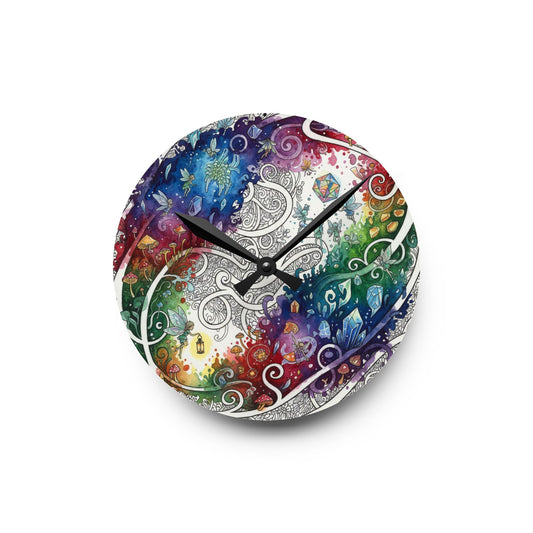 Rainbow Realm of Reverie Acrylic Clock