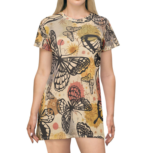 Boho Butterfly T-Shirt Dress