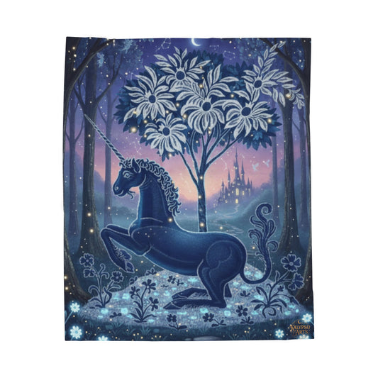 Vintage Unicorn Velveteen Plush Blanket - Cozy Fantasy Throw for Kids and Adults