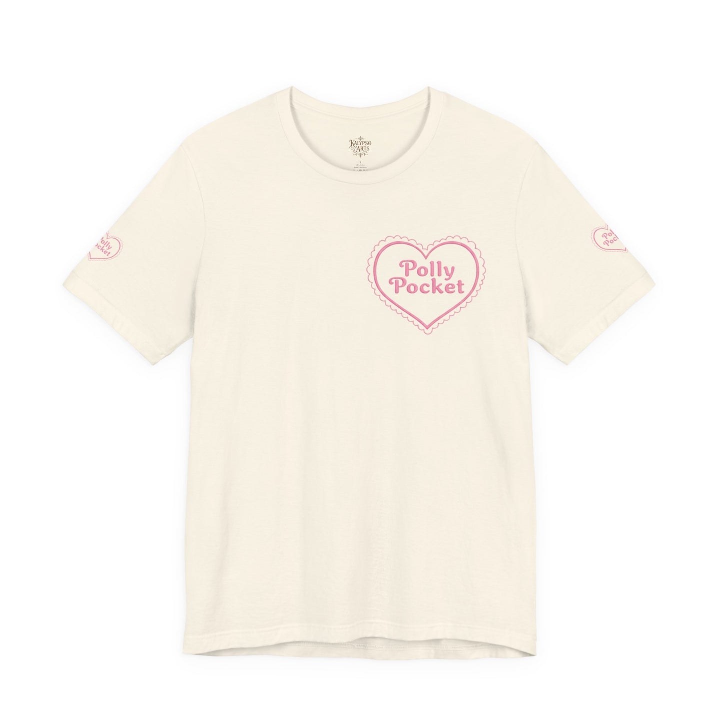 Polly Heart Tee — Pink Retro Logo Short Sleeve Shirt