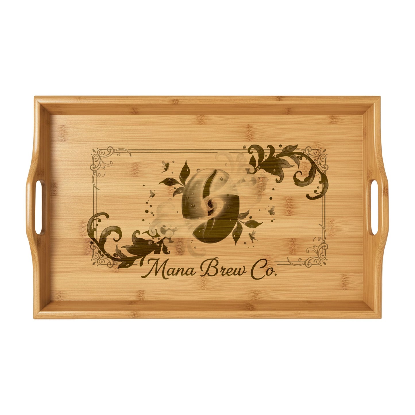 Mana Brew Co. Engraved Bamboo Serving Tray — Mana Brew Co. Coffee Bar Server