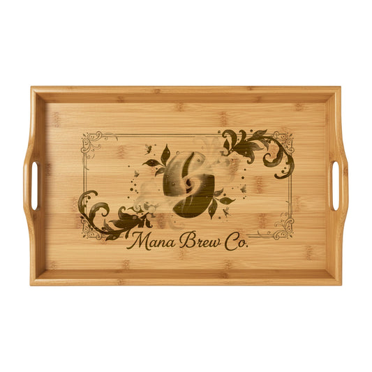Mana Brew Co. Engraved Bamboo Serving Tray — Mana Brew Co. Coffee Bar Server