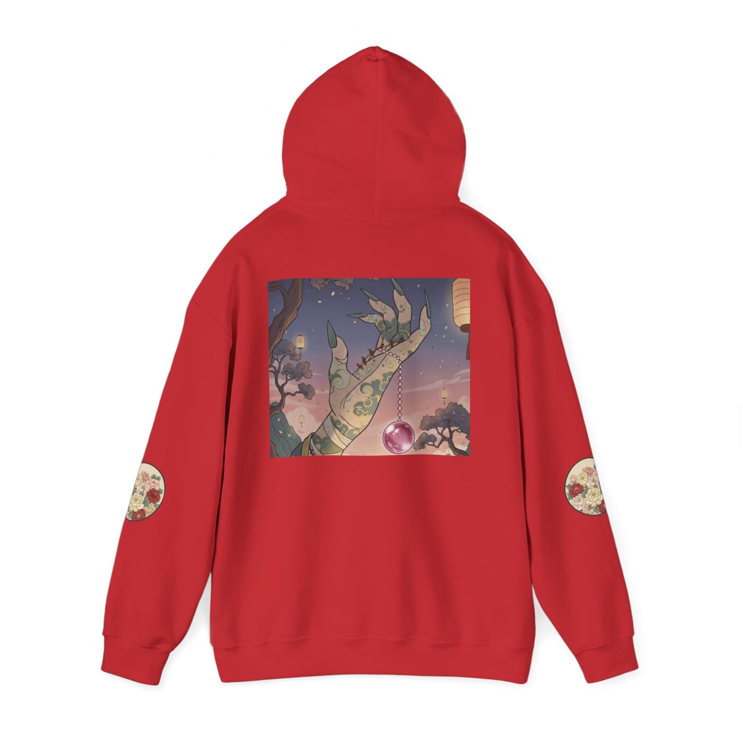 Inugome Hoodie — Floral Ukiyo-e Style Hooded Sweatshirt