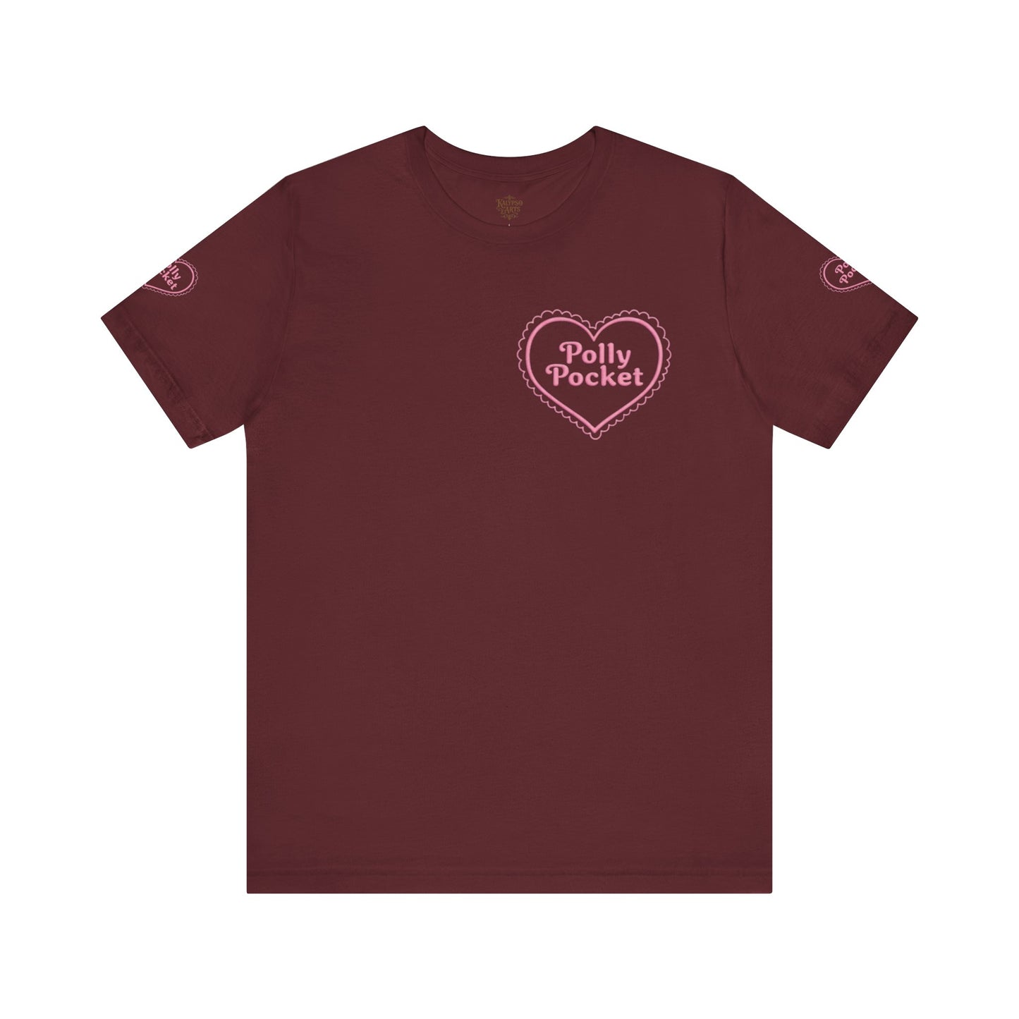 Polly Heart Tee — Pink Retro Logo Short Sleeve Shirt