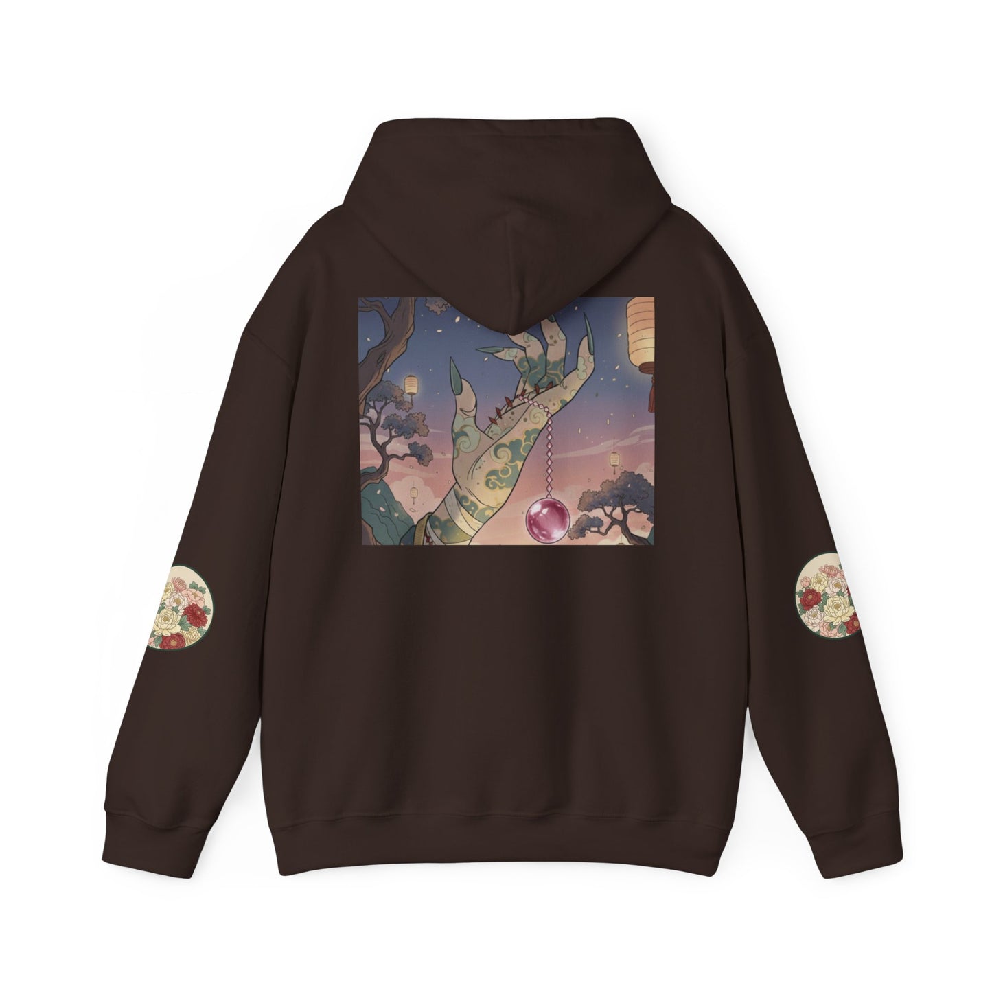 Inugome Hoodie — Floral Ukiyo-e Style Hooded Sweatshirt