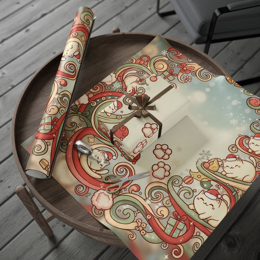 Cute Cat Wreath Wrapping Paper