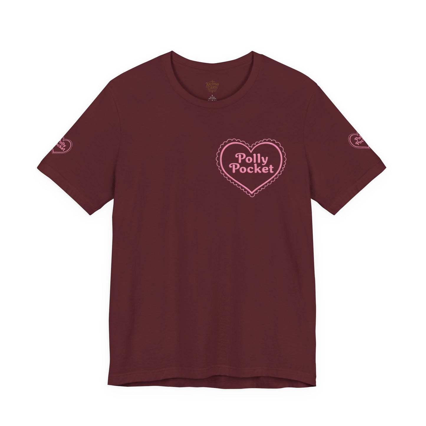 Polly Heart Tee — Pink Retro Logo Short Sleeve Shirt