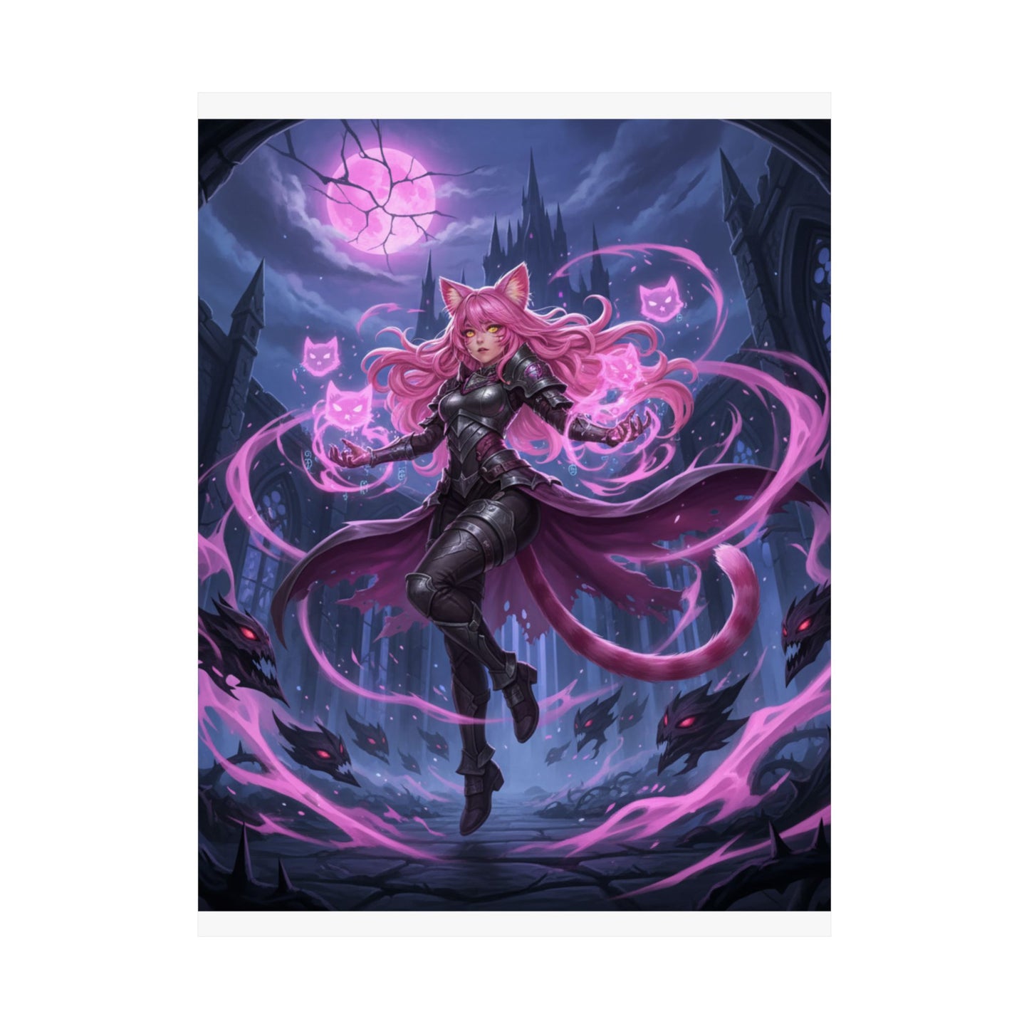 Fantasy Cat Sorceress Matte Poster