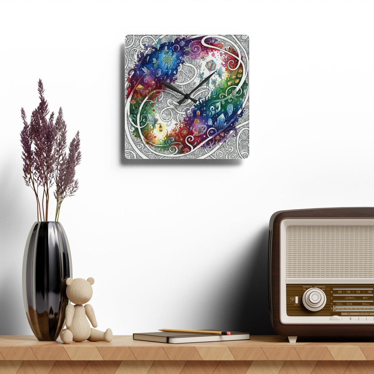 Rainbow Realm of Reverie Acrylic Clock