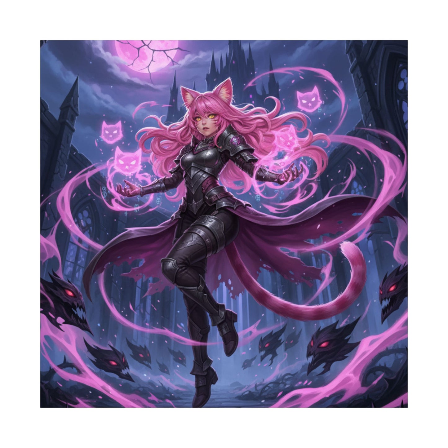 Fantasy Cat Sorceress Matte Poster