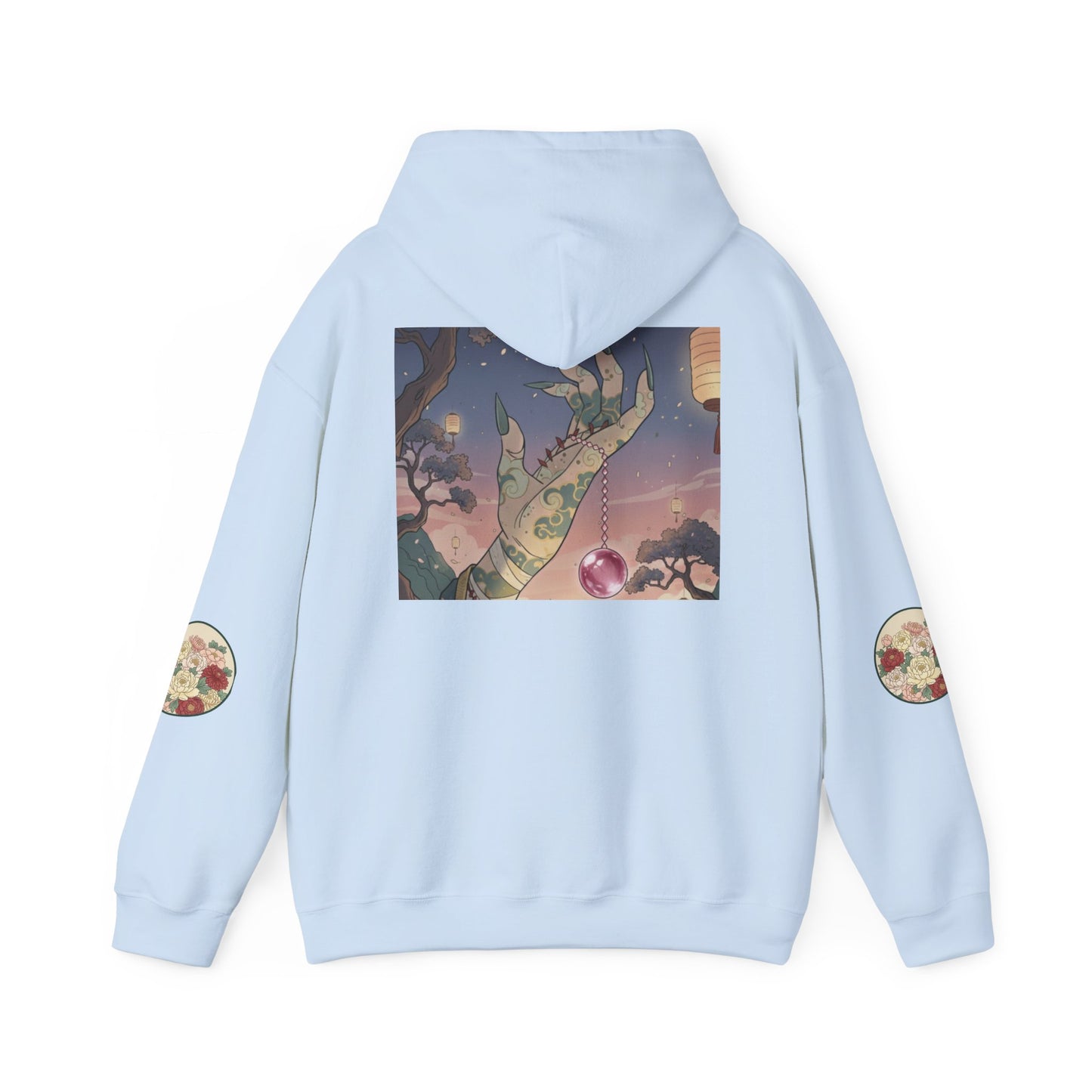 Inugome Hoodie — Floral Ukiyo-e Style Hooded Sweatshirt